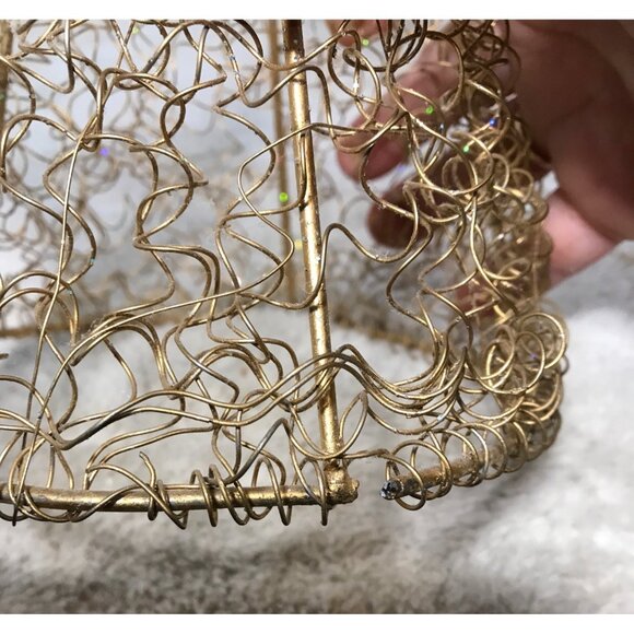 Gold Wire Angel Ornament Holding "Mirror" Halo & Wings 12 " Tall - Picture 9 of 9